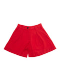 Shorts MAX&CO KIDS with Pleated Details and Logo Patch on the Back in Stretch Viscose Blend Red Girl Polyamide Elastane Bermuda