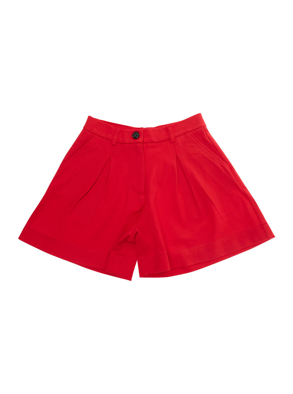 Shorts MAX&CO KIDS with Pleated Details and Logo Patch on the Back in Stretch Viscose Blend Red Girl Polyamide Elastane Bermuda