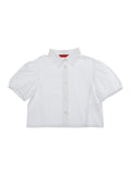 MX0333MX077MAXC17FMX100 - White Shirt with Collar and Long Sleeves Cotton Women Blouses