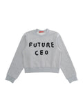 Gray Cotton Crewneck Sweatshirt with Front Print for Girls Grey Sweatshirts