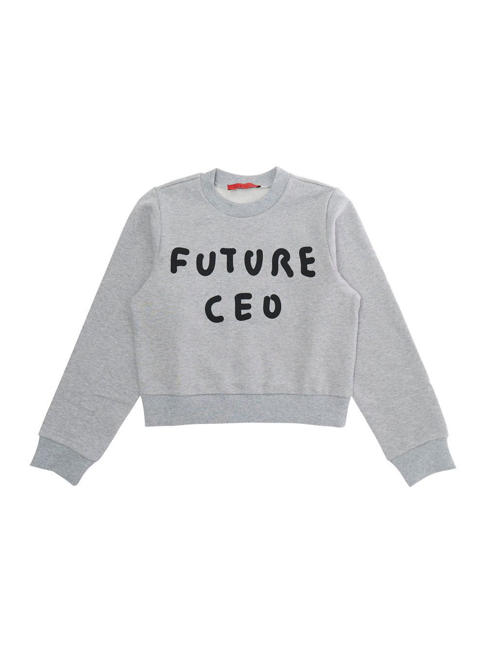 Gray Cotton Crewneck Sweatshirt with Front Print for Girls Grey Sweatshirts