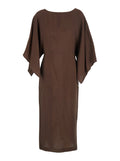 Dress Abm099moka With V-Neck And Short Sleeves Tech Fabric Brown Women