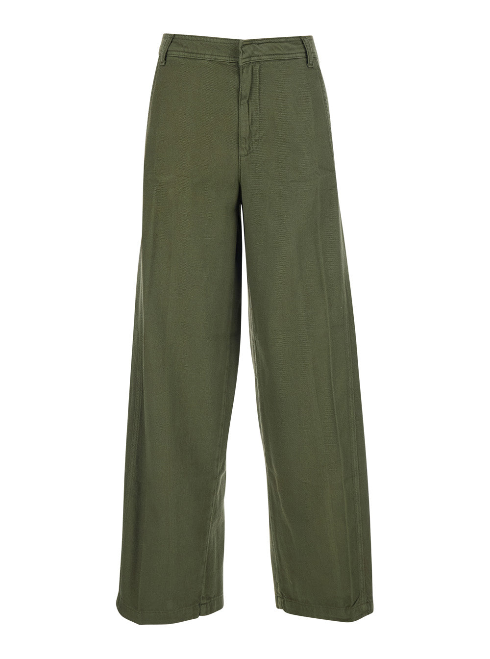 Green Cotton Five-Pocket Jeans