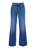 DENIM Bianchi Blue Jeans with Faded Effect in Cotton for Women Light