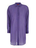 Long Shirt C400violet With Collar Purple Viscose For Women Violet And Blouses