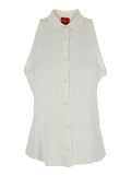 Shirt Coconut White With Classic Collar And Long Sleeves Cotton Women Blouses