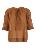 Blusa Cam037 With Long Sleeves And V-Neck Brown Fabric For Women Shirts Blouses