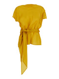 Yellow Shirt Cam041corn With Long Sleeves And Classic Collar Cotton For Women Blouses
