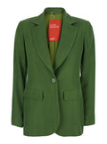 AVOCADO Jacket Green with Front Closure and Fabric Pockets for Women Blazers
