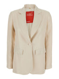 JACKET G343CSAND with Front Closure and Pockets in Beige Women Blazers