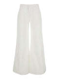 White P401PWHITE Pants with Front Pockets and Elastic Waist for Women Trousers