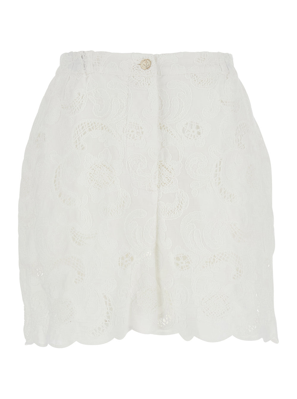 WHITE BERMUDA with Front Pockets and Button Closure for Men Shorts
