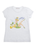 White T-Shirt with Front Print in Cotton for Women Elastane Tshirts And Polo Shirts
