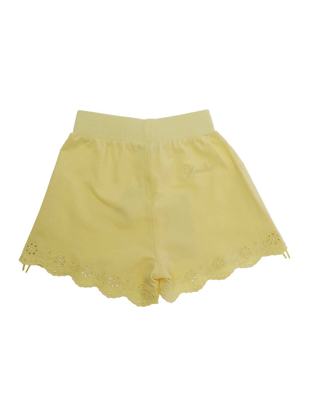 Yellow Shorts with Elastic Waist and Lettering Logo on the Back in Cotton for Girls Polyester Elastane Bermuda