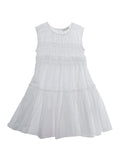 Dress New Capri With Ruffle Design And Flared Skirt White Cotton For Girls