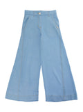 DENIM BELL-BOTTOM JEANS Light Blue with five pockets and high waist for Women Lyocell