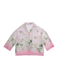 Pink Shirt with Notched Revers and All-over Floral Motif for Girls Viscose Blouses