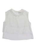 Top with Classic Collar and Ruffled Design in White Fabric for Girls Polyester Tops