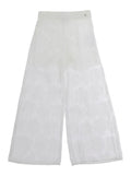 White Pants with Elastic Waist and Metallic Heart Detail in Fil Coupé for Girls Polyester Trousers