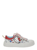 Low Top Hello Kitty Sneakers With Patch And All-Over Decoration White Leather For Girls