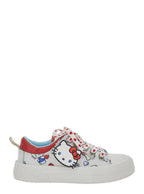 Low Top Hello Kitty Sneakers With Patch And All-Over Decoration White Leather For Girls - IT 32