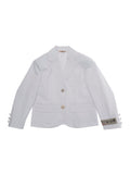 White Jacket with Classic Lapels and Logo Patch on the Sleeve in Cotton Girl Elastane Blazers