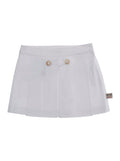White Skirt with Pleated Details and Side Logo Patch for Girls Cotton Elastane