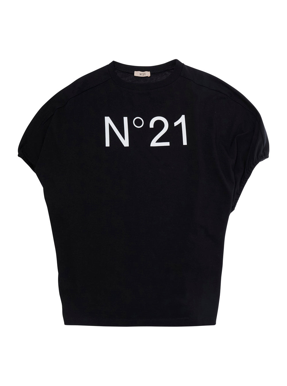 Black T-Shirt N°21 with Maxi Logo on the Front in Cotton for Girls Tshirts And Polo Shirts