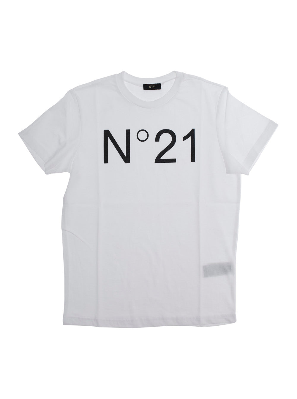 T-Shirt N°21 Crew Neck with Maxi Logo Print on Front in White Cotton for Girls Tshirts And Polo Shirts