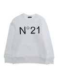 Crewneck Sweatshirt N21 with Maxi Logo on the Front in White Cotton for Kids Sweatshirts