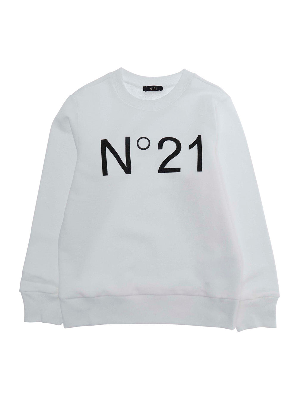 Crewneck Sweatshirt N21 with Maxi Logo on the Front in White Cotton for Kids Sweatshirts