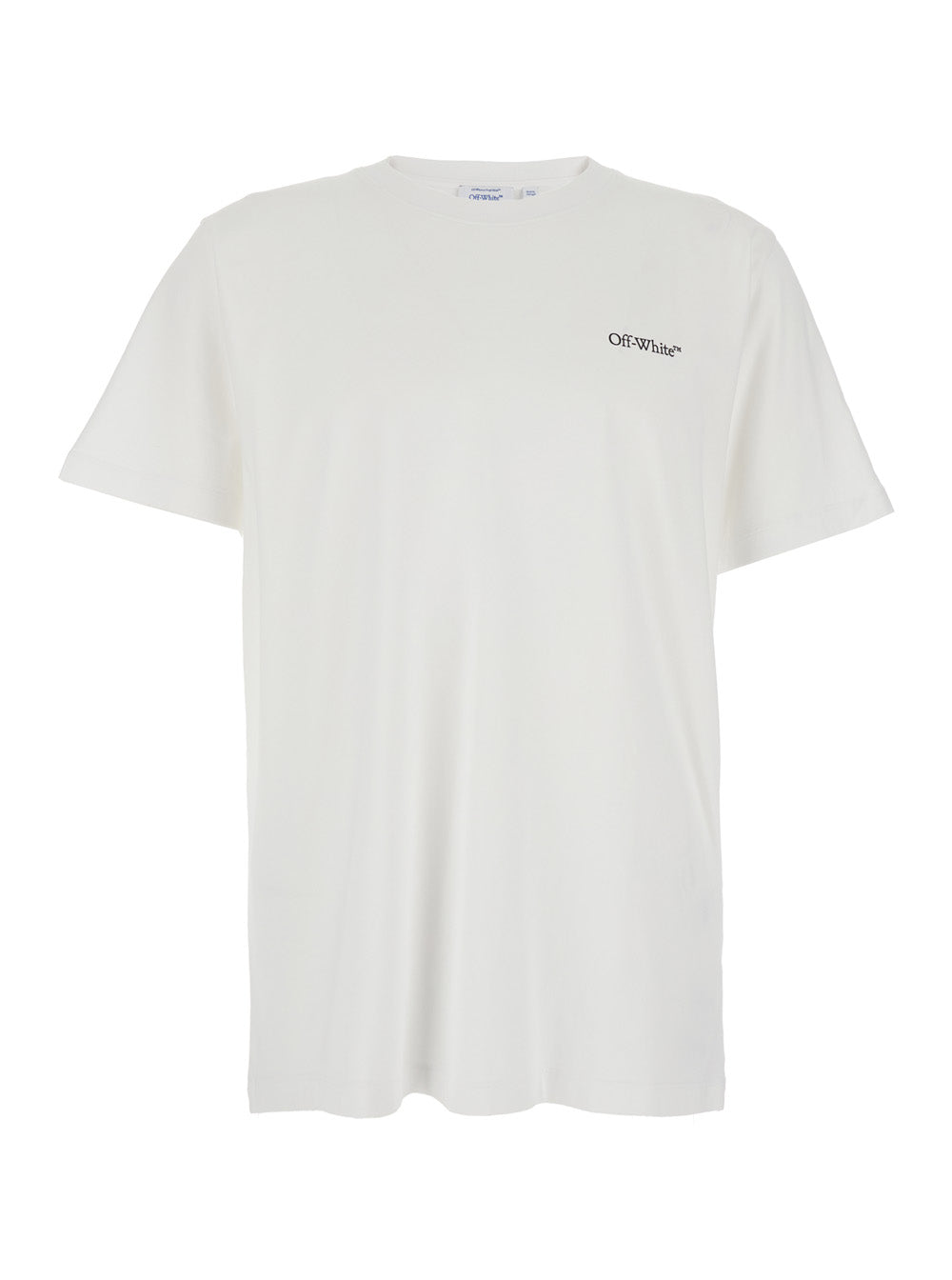 White Cotton Crew Neck T-shirt with Front and Back Logo for Men Tshirts Polo Shirts