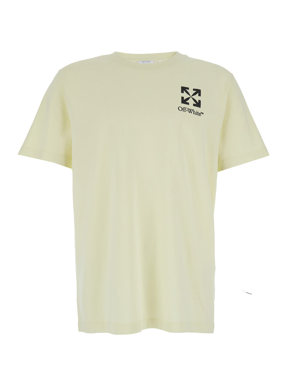 Crew Neck T-shirt Off-White with Front Logo in Light Yellow for Men Cotton Tshirts And Polo Shirts