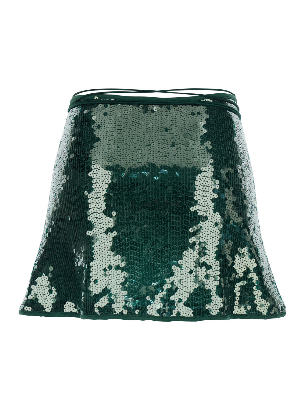 Marylin Green Skirt With Mesh Details And Flared Hem Tech Fabric For Women