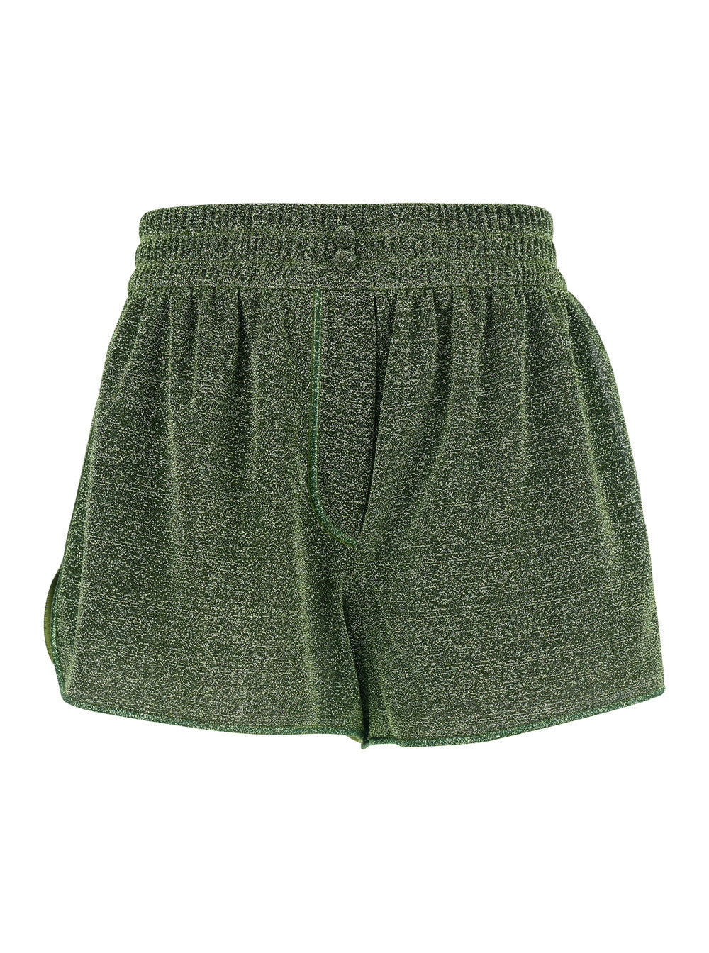 Lumiere Green Shorts with Elastic Waist Detail in Tech Fabric for Women And Bermuda