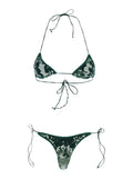 MARYLIN KINI Green Bikini with Triangle Top and High-Waisted Bottom in Tech Fabric for Women Beachwear