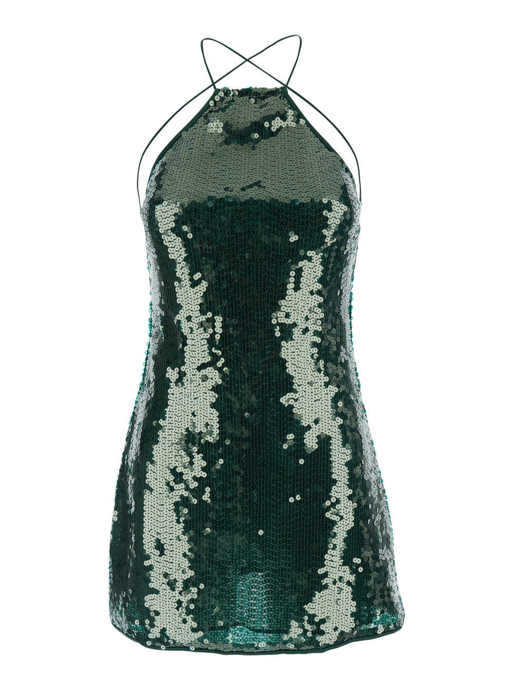 Mini Dress Marylin Green with Lace Details - Tech Fabric Women