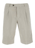 DYEING COTTON - Beige Bermuda with Side Pockets in Men Linen Elastane Shorts And