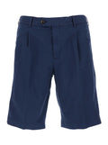 DYEING COTTON - Blue Shorts with Front Pockets and Elastic Waist Men Blu Linen Elastane Bermuda