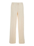 Francoise Pants with Belt Loops in Cotton Blend Beige Women Viscose Trousers