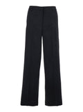 Francoise Pants with Belt Loops in Black Cotton Blend for Women Viscose Trousers