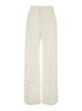 Lorenza Pants with Belt Loops and All-Over Lace Embroidery in White Cotton Blend for Women Polyamide Trousers