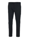 Black Trousers with Belt Loops and Welt Pockets on the Back in Cotton for Men Elastane