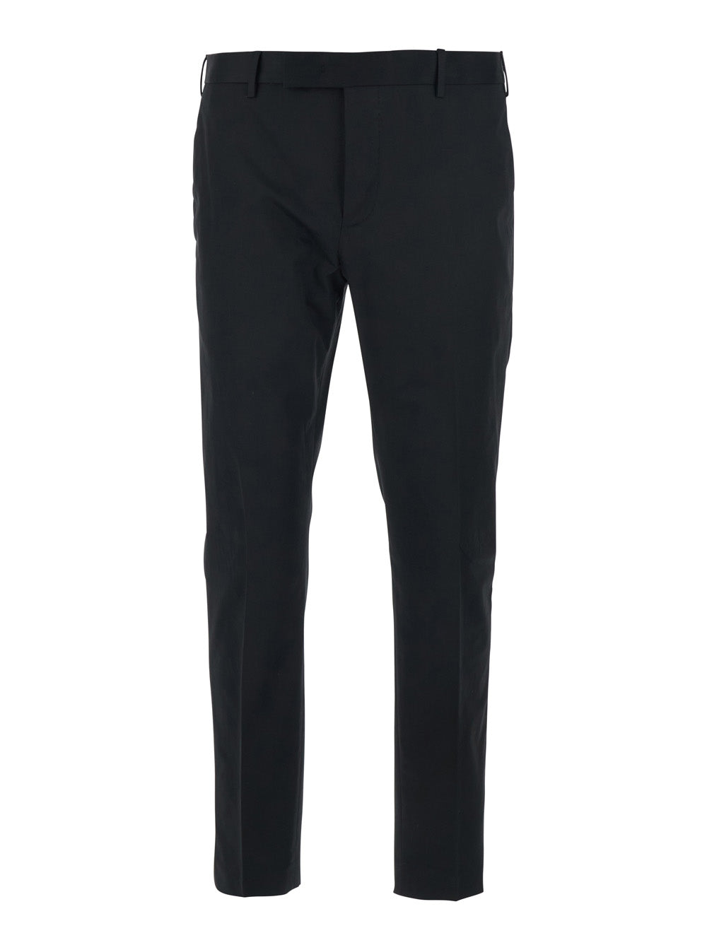 Black Trousers with Belt Loops and Welt Pockets on the Back in Cotton for Men Elastane