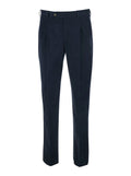 Blue Pants with Belt Loops and Two Welt Pockets on the Back in Cotton for Men Blu Elastane Trousers