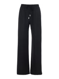 Black Pants with Elastic Waist and Drawstring in Viscose for Women Elastane Trousers