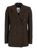 ROMY LINEN AND COTTON FINE PLAIN WEAVE Brown Light Jacket with Front Closure Side Pockets in Blend for Men Blazers