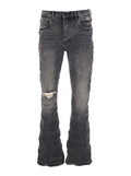Flared Jeans with Crumpled Effect in Black Denim for Men Grey Cotton Elastane