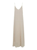 Dress With V-Neck And Short Sleeves Beige Fabric For Women Polyester