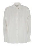 White Shirt With Classic Collar And Long Sleeves Cotton For Women Blouses